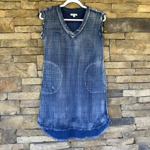 Orvis Women's Denim Look Alike Tank Top Dress Pockets‎ Cotton